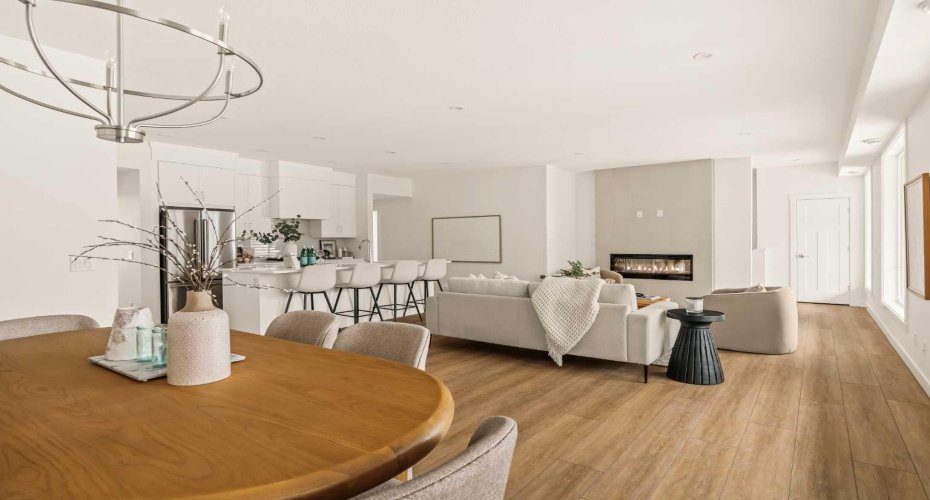 Kitchen opens to both living and dining area.