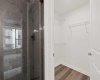 Walk-in closet for the primary bedroom.