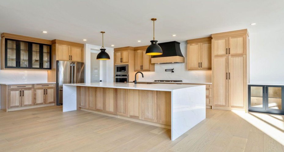 White oak kitchen with large island