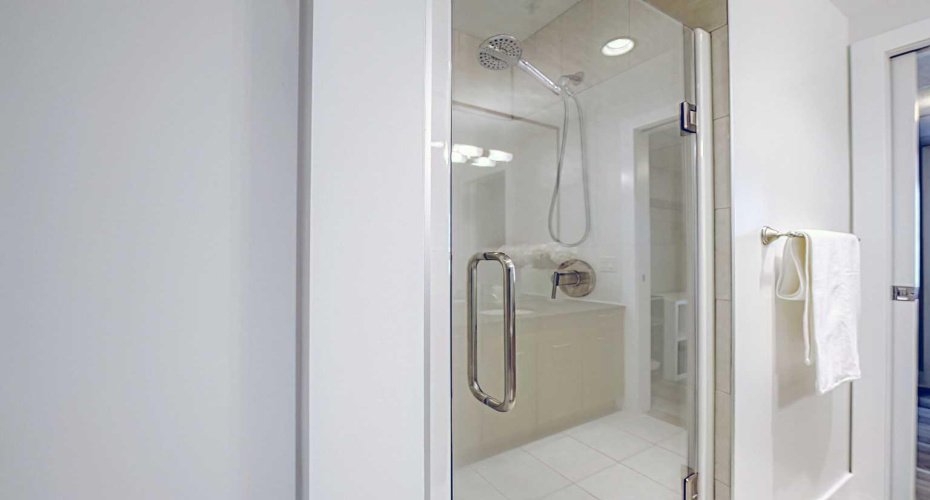 Separate stand-alone shower.