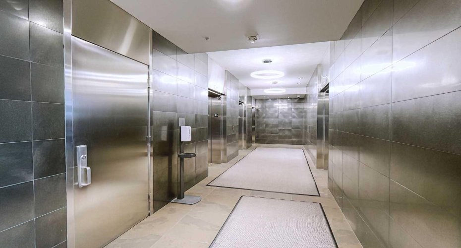 Lightning fast elevators with digital panels are a huge plus with tower living.