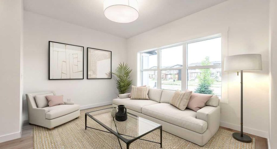 Virtually staged living room.