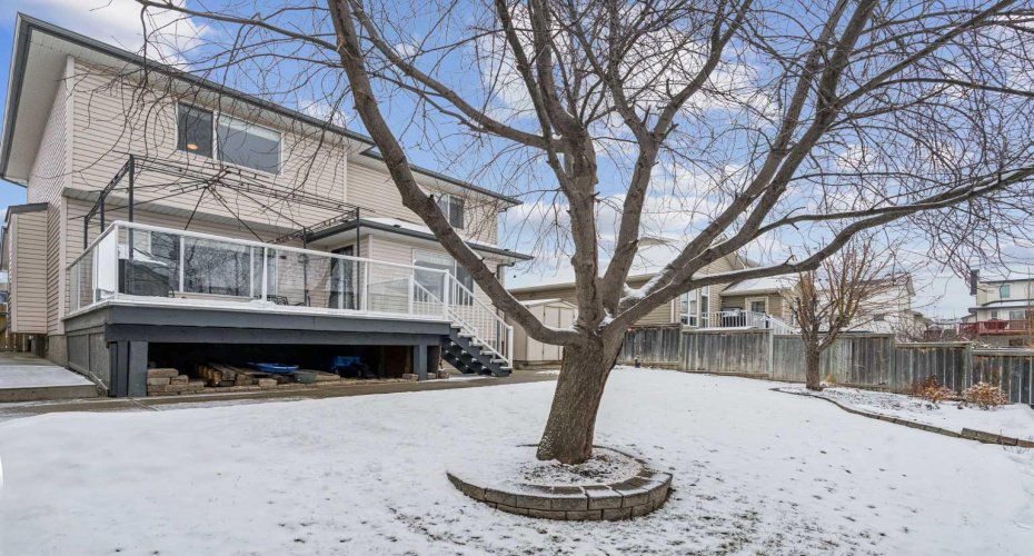 Private yard with mature trees