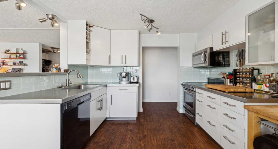 The kitchen has been updated and offers plenty of prep space and storage.