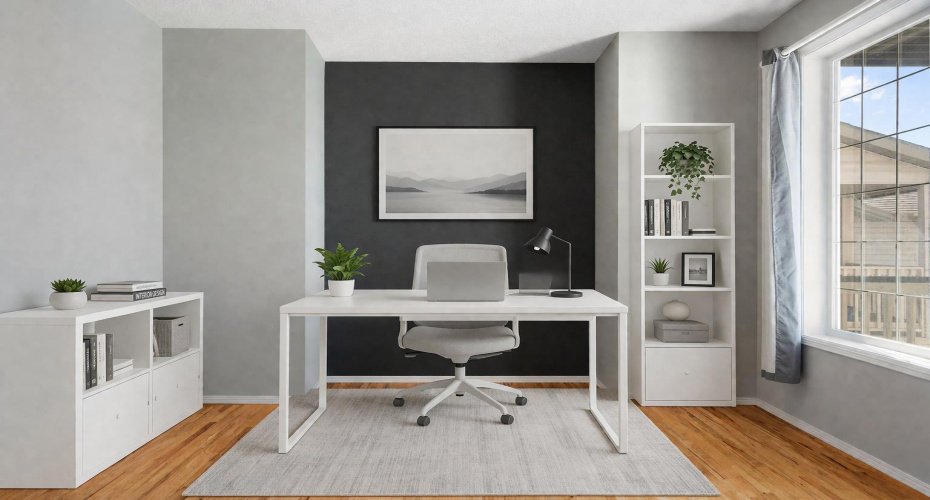 Office on main level - virtually staged