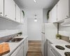 Galley style kitchen with flow through to dining room
