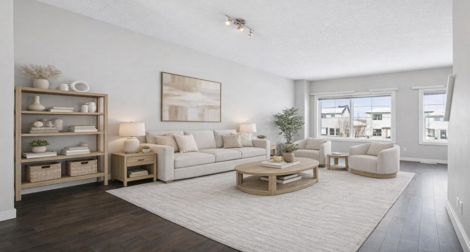 Virtually staged living room