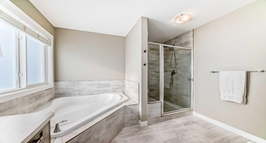 Upgraded ensuite with soaker tub and separate oversized shower!