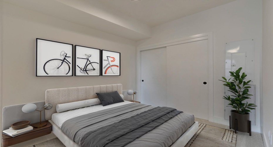 virtually staged with queen bed/ bedroom