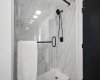 Tiled Walk-in Shower & Glass Sliding Door