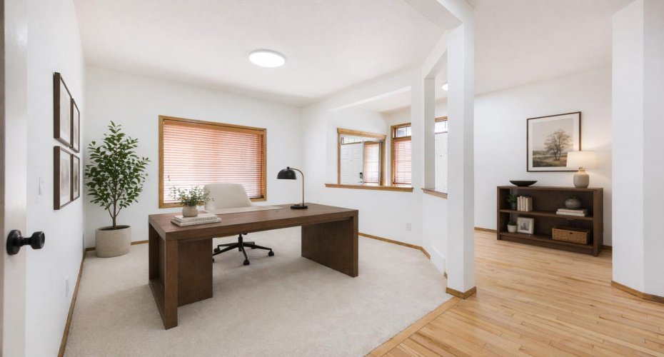 virtually staged office/den