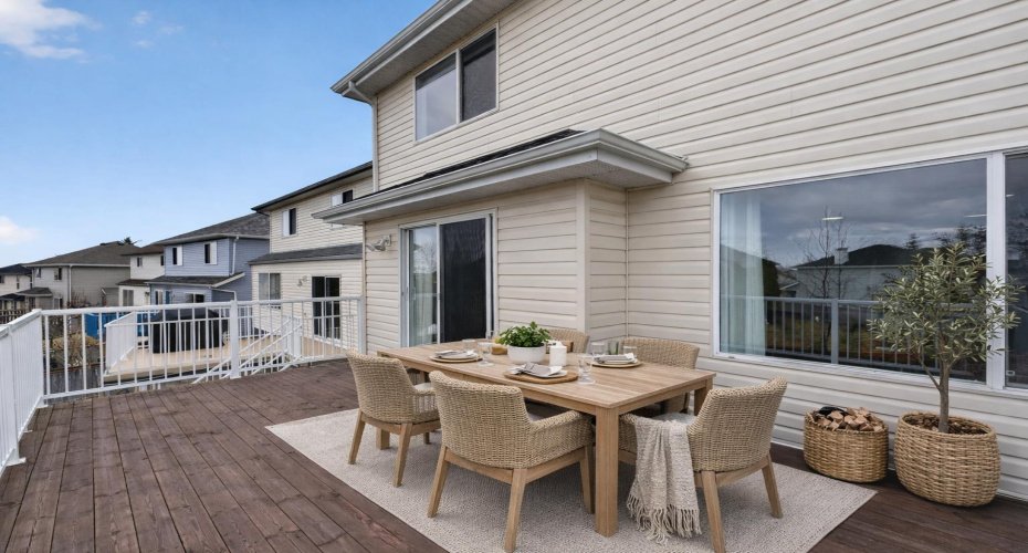 Upper Deck with stairs leading down to your Backyard