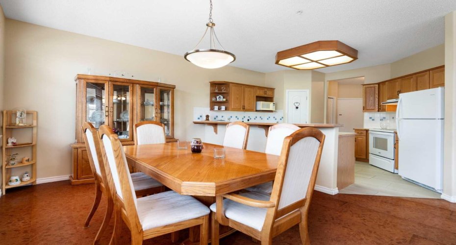 Dining room and kitchen.