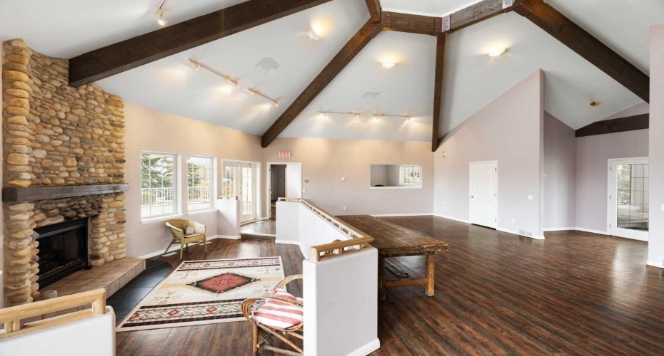 Clubhouse with fireplace.
