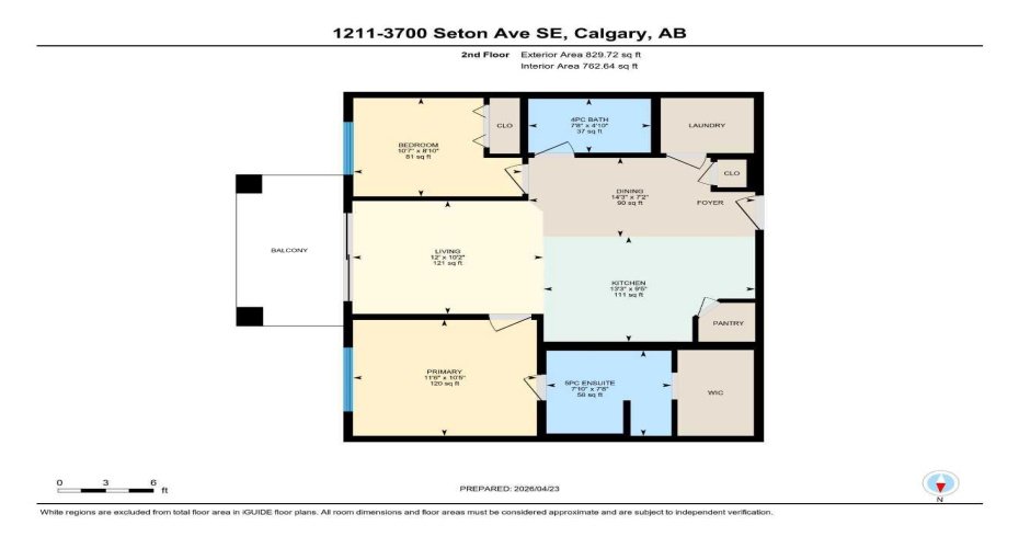 Floor plan illustrating a well-designed 2-bedroom, 2-bathroom layout.