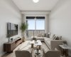 Virtually staged living room showcasing bright open-concept layout, modern finishes, and balcony access.