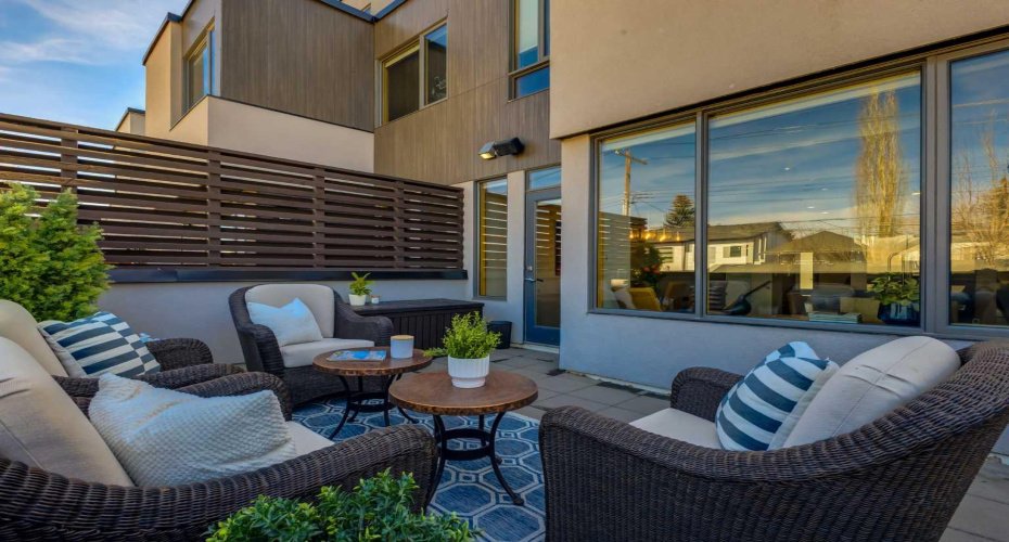 Beautiful features such as privacy screen enhance the patio area