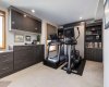 Second bedroom with Murphy bed, currently being used as a workout area