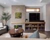 Stunning tile fireplace in living room