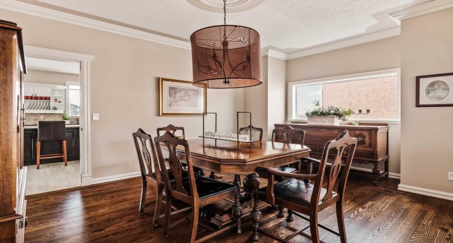 Dedicated dining room adjacent to kitchen