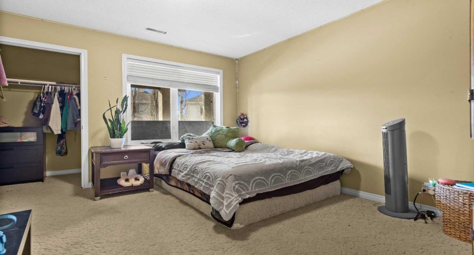 Third generous sized bedroom with large window and walk-in closet.