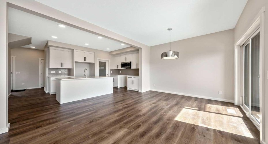 The kitchen and dining area