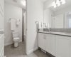 Main bathroom with shower and lots of counter space
