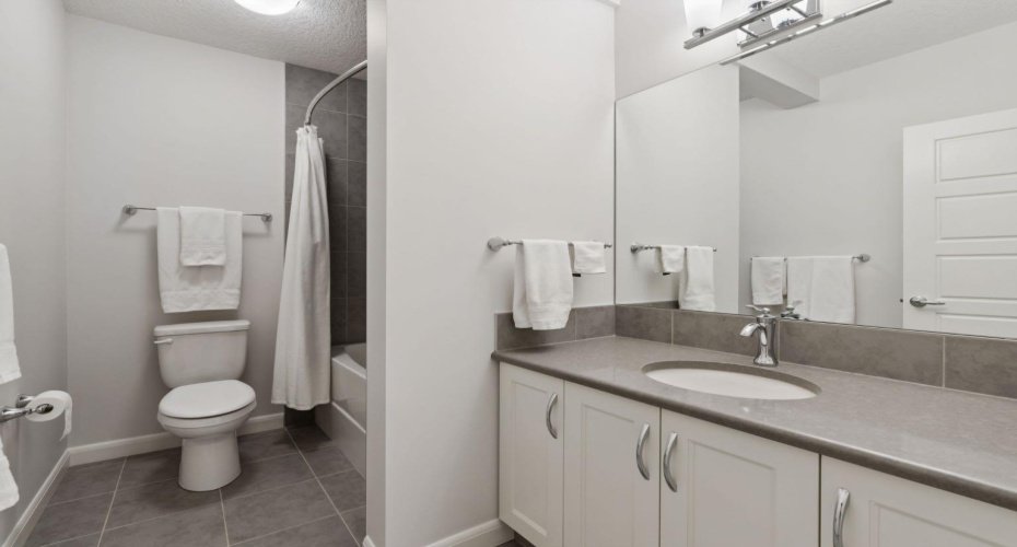 Basement Bathroom with shower and lots of bathroom space