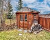 Custom shed with double doors and plenty of space.