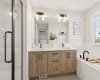 5 piece ensuite complete with shower and bath