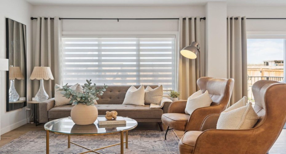 Living room with large windows