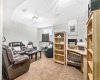 Warm, carpeted fully finished basement