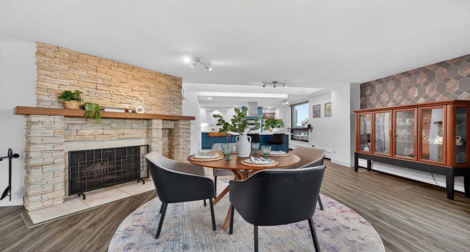 Dining Area & Wood Burning Fireplace