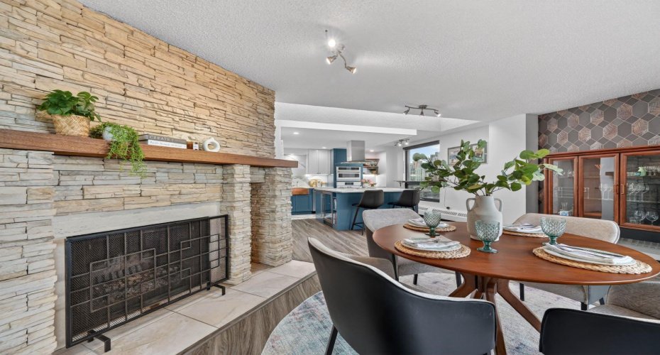 Dining Area - imagine the winter coziness with wood burning fireplace