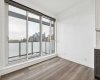 Alternate view of living room showing that amazing downtown view