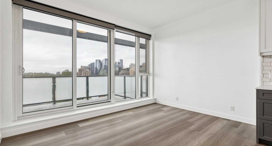 Alternate view of living room showing that amazing downtown view