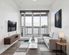 Living room with access to the top-floor balcony