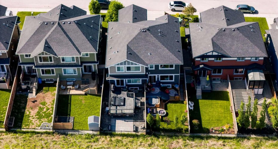 Aerial view of the backyard.