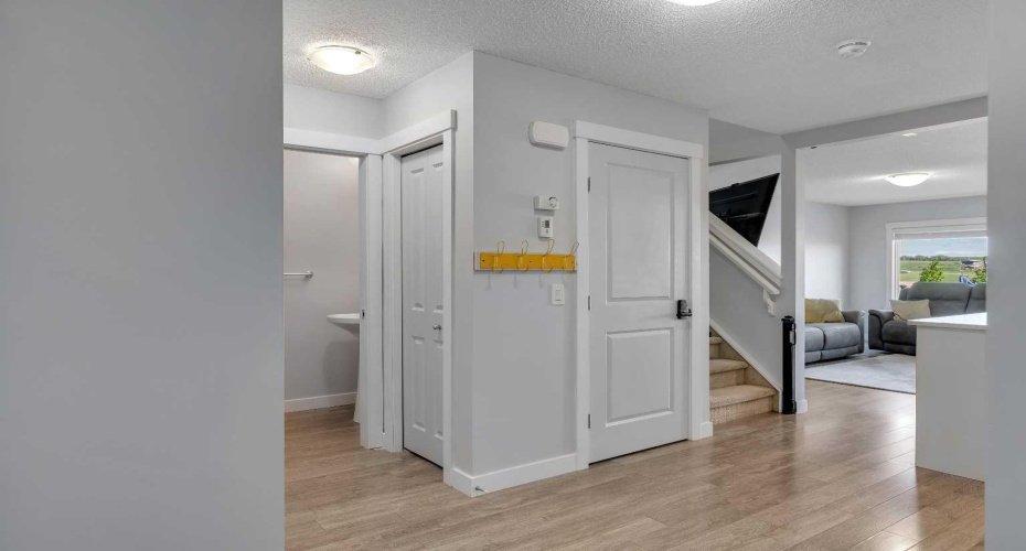 Around the corner is the living space.