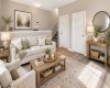 Den off entrance: virtually staged