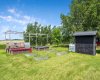 raised garden beds and shed