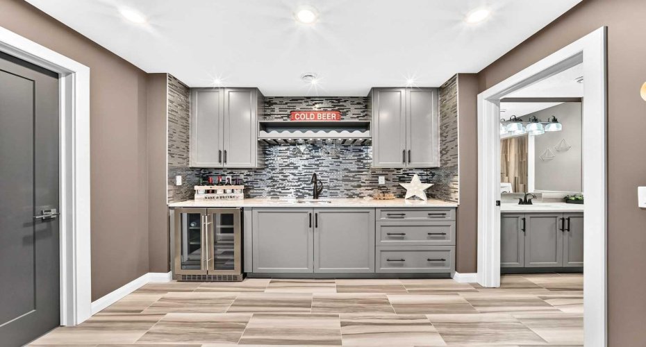 Wet Bar with Beverage Fridge!