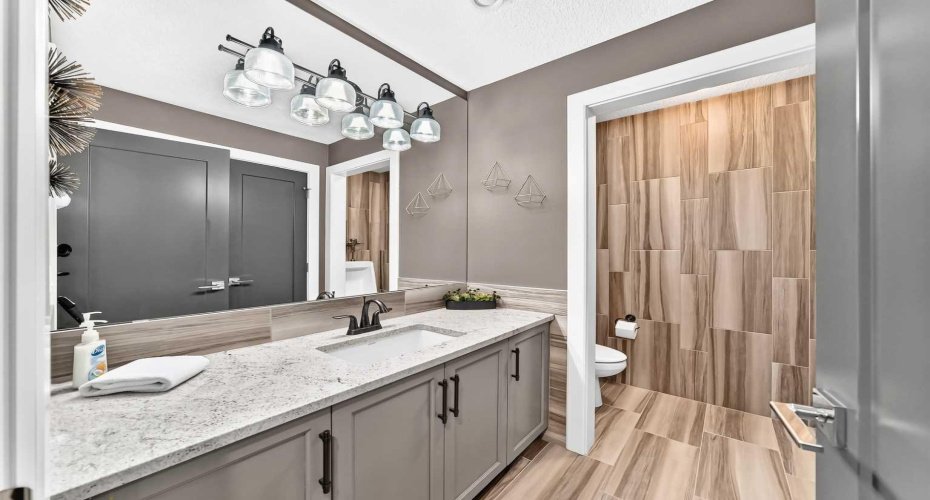 Modern Basement Bathroom With Tile Detail