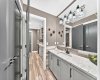 Basement Bath Beside Custom Wet Bar