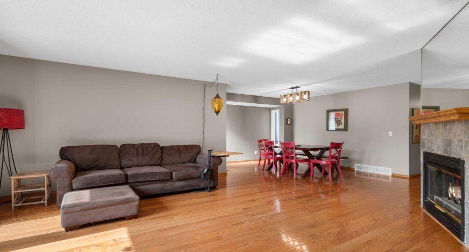 Open living and dining room