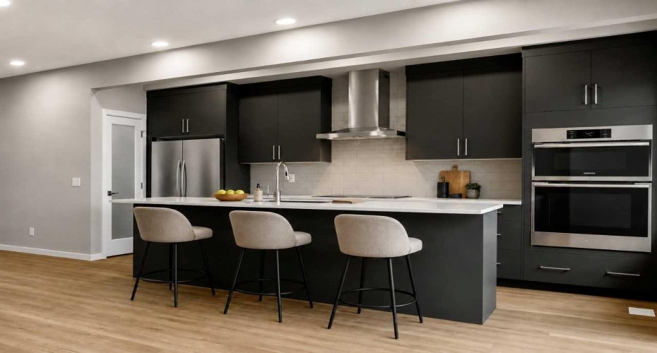 Galley style kitchen - home under construction, images are virtually staged of another build for illustration purposes.