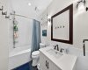 main bath with elegant Caesarstone countertop