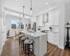 Extended island with additional cabinetry