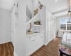Built-in coffee bar provides extra storage and counter-top space