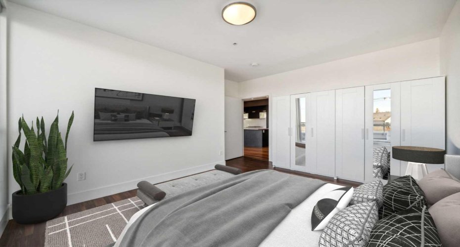 Virtually staged primary bedroom